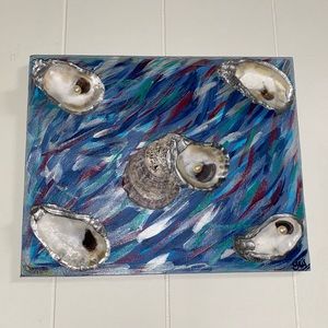 HANDMADE OYSTER 🦪 SHELLS CANVAS ART.